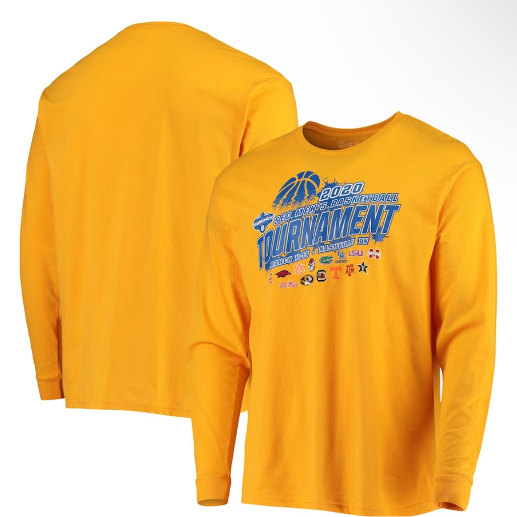 Mens Gold Sec 2020 Conference Tournament Long Sleeve TShirt Sz Medium